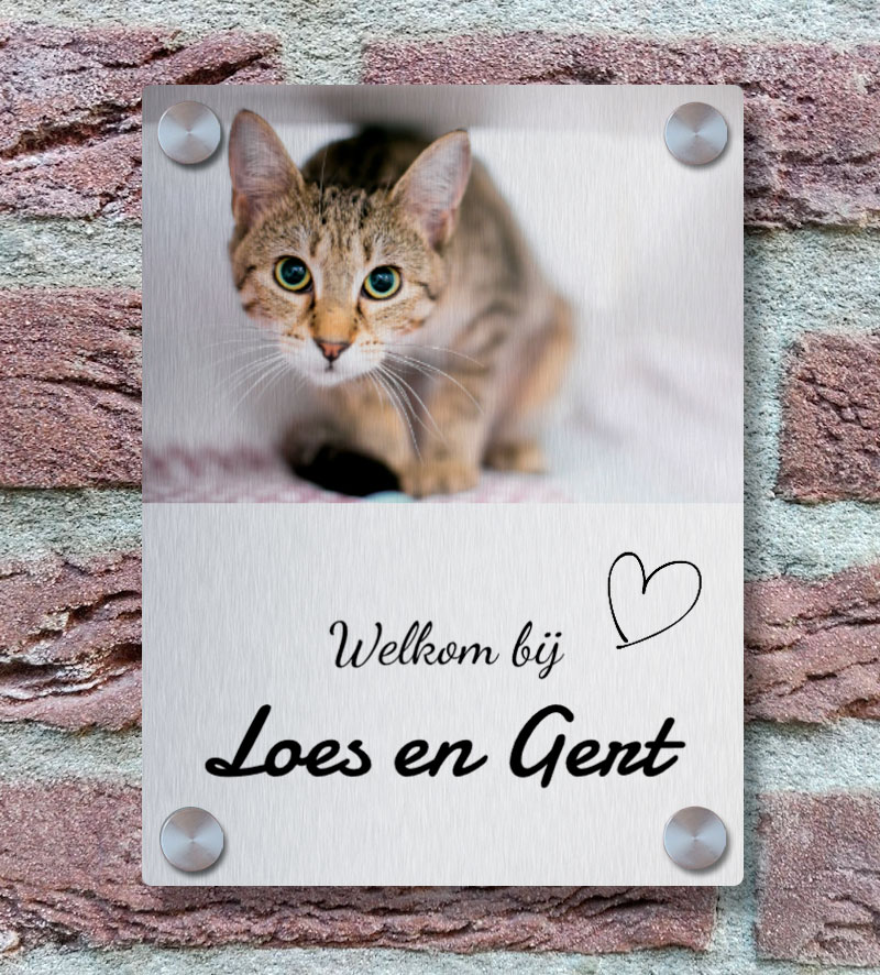 Naambordje Met Foto Huisdier Hond Kat Rvs